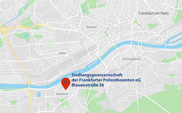 Map Frankfurt am Main mit Marker Polizeisidlung Map Frankfurt am Main mit Marker Polizeisidlung